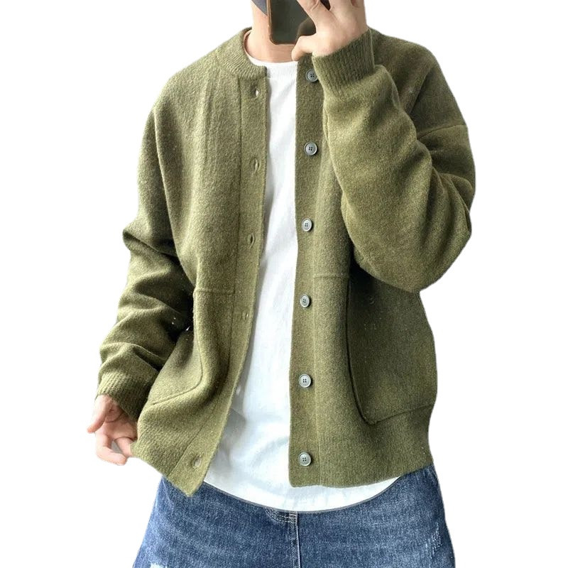 Kevadine uus kampsun, meeste korea moe kampsun, mitmekülgne ühevärviline temperament, rändmood, vaba kudumine jakk