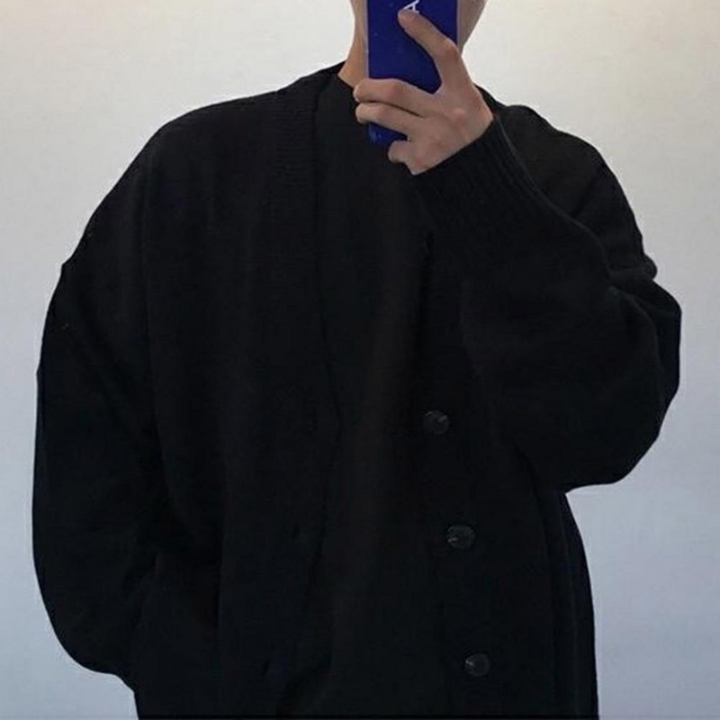 Stiilne kampsun mantel paksendatud külmakindel pehme meeste sügistalv ühevärviline nööbid plekist silmkoeline mantel