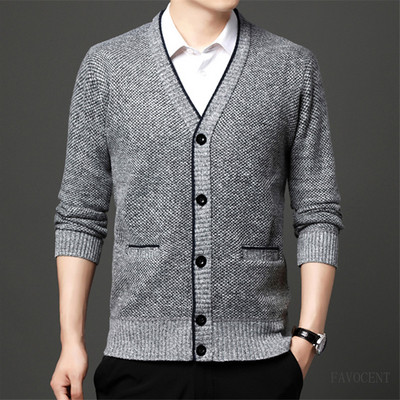 Cardigan de primăvară toamnă pentru bărbați, pulover tricotat, jachete, paltoane, pentru bărbați, cu mânecă lungă, cu decolteu în V, ocazional, subțire, cardigan