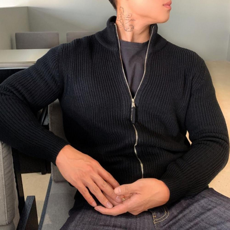 Ανδρικό Παλτό Πλεκτό Μονόχρωμο Πλεκτό Ζακέτα γιακά Ανοιξιάτικο Μπουφάν Ζεστό Παλτό Πουλόβερ