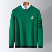 Meeste pulloverid Luksuslik Tb brändi Thom kampsunid meeste karu tikandid 4 baari Funmix O-kaelusega triibulised riided soojad pullover mood