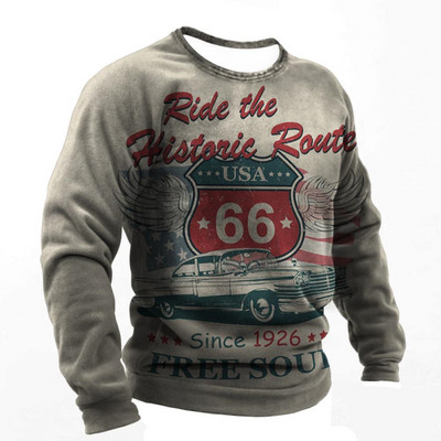 Vintage pamučna majica kratkih rukava za muškarce Route 66 majice dugih rukava s printom Outdoor Biker T-shirt Oversized Tee Shirt Muška motociklistička odjeća