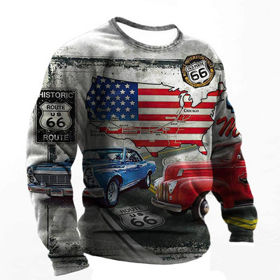 Vintage pamučna majica kratkih rukava za muškarce Route 66 majice dugih rukava s printom Outdoor Biker T-shirt Oversized Tee Shirt Muška motociklistička odjeća