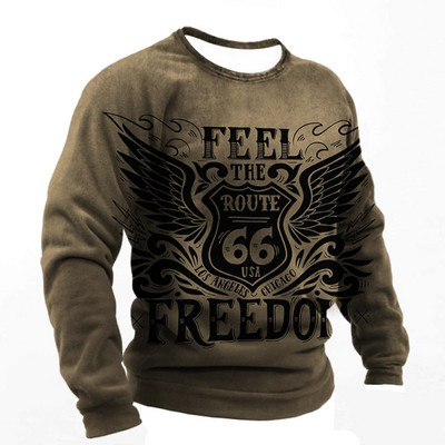 Vintage pamučna majica kratkih rukava za muškarce Route 66 majice dugih rukava s printom Outdoor Biker T-shirt Oversized Tee Shirt Muška motociklistička odjeća