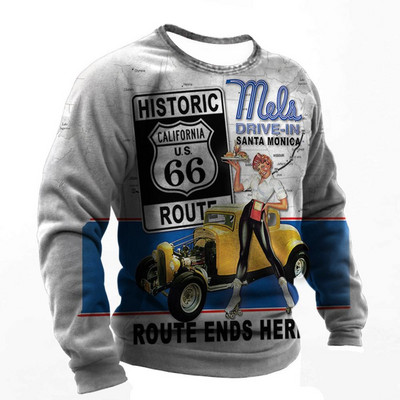 Vintage pamučna majica kratkih rukava za muškarce Route 66 majice dugih rukava s printom Outdoor Biker T-shirt Oversized Tee Shirt Muška motociklistička odjeća