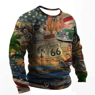 Vintage pamučna majica kratkih rukava za muškarce Route 66 majice dugih rukava s printom Outdoor Biker T-shirt Oversized Tee Shirt Muška motociklistička odjeća