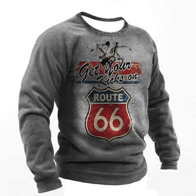 Vintage pamučna majica kratkih rukava za muškarce Route 66 majice dugih rukava s printom Outdoor Biker T-shirt Oversized Tee Shirt Muška motociklistička odjeća