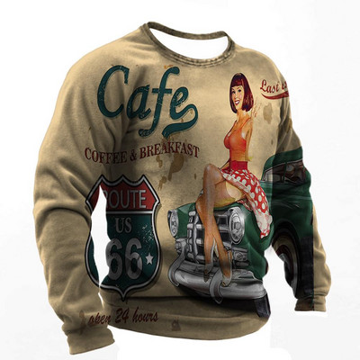 Vintage pamučna majica kratkih rukava za muškarce Route 66 majice dugih rukava s printom Outdoor Biker T-shirt Oversized Tee Shirt Muška motociklistička odjeća