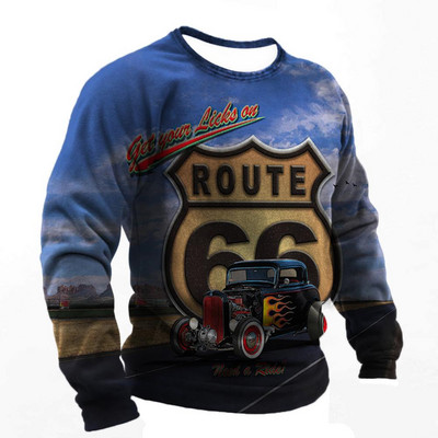 Vintage pamučna majica kratkih rukava za muškarce Route 66 majice dugih rukava s printom Outdoor Biker T-shirt Oversized Tee Shirt Muška motociklistička odjeća