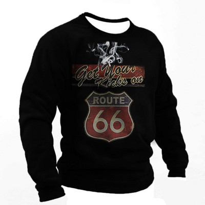 Vintage pamučna majica kratkih rukava za muškarce Route 66 majice dugih rukava s printom Outdoor Biker T-shirt Oversized Tee Shirt Muška motociklistička odjeća