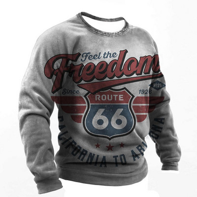 Vintage pamučna majica kratkih rukava za muškarce Route 66 majice dugih rukava s printom Outdoor Biker T-shirt Oversized Tee Shirt Muška motociklistička odjeća