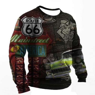 Vintage pamučna majica kratkih rukava za muškarce Route 66 majice dugih rukava s printom Outdoor Biker T-shirt Oversized Tee Shirt Muška motociklistička odjeća