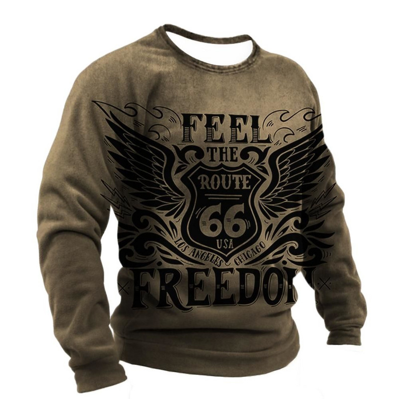 Vintage pamučna majica kratkih rukava za muškarce Route 66 majice dugih rukava s printom Outdoor Biker T-shirt Oversized Tee Shirt Muška motociklistička odjeća