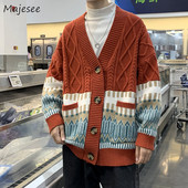 Ανδρική ζακέτα ρετρό πουλόβερ Harajuku Χειμερινή μόδα Φαρδύ παντός αγώνα Εφηβικά ρούχα Unisex Χοντρά χειμωνιάτικα πλεκτά High Street Chic