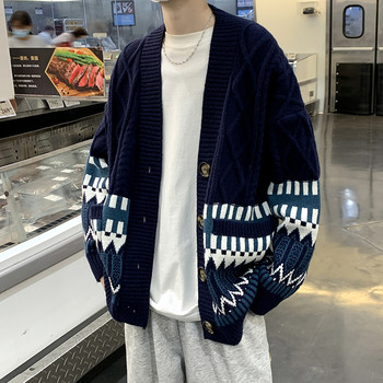 Ανδρική ζακέτα ρετρό πουλόβερ Harajuku Χειμερινή μόδα Φαρδύ παντός αγώνα Εφηβικά ρούχα Unisex Χοντρά χειμωνιάτικα πλεκτά High Street Chic