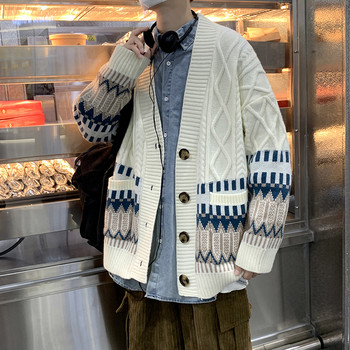 Ανδρική ζακέτα ρετρό πουλόβερ Harajuku Χειμερινή μόδα Φαρδύ παντός αγώνα Εφηβικά ρούχα Unisex Χοντρά χειμωνιάτικα πλεκτά High Street Chic