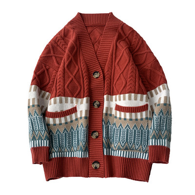 Ανδρική ζακέτα ρετρό πουλόβερ Harajuku Χειμερινή μόδα Φαρδύ παντός αγώνα Εφηβικά ρούχα Unisex Χοντρά χειμωνιάτικα πλεκτά High Street Chic