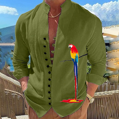 2023 UUS Kevad-sügis 100% puuvillane lina Meeste pikkade varrukatega särgid, ühevärvilised püstkrae, vabaaja stiil, suures suuruses