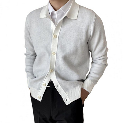 Κομψό ανδρικό φθινοπωρινό πουλόβερ Μακρύ μανίκι Ζεστό μονόπτερο Ανοιξιάτικο πουλόβερ με γυριστό γιακά