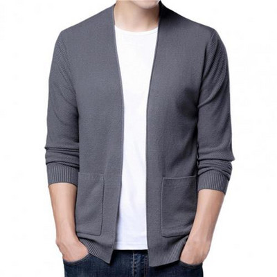 Hot！Ανδρικό μπουφάν χειμώνα/φθινόπωρο κανονική ζακέτα Loose εφαρμογή μονόχρωμο παλτό μακρυμάνικο με ραβδώσεις πέλμα ζακέτα για επαγγελματικούς λόγους