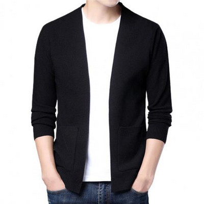 Hot！Ανδρικό μπουφάν χειμώνα/φθινόπωρο κανονική ζακέτα Loose εφαρμογή μονόχρωμο παλτό μακρυμάνικο με ραβδώσεις πέλμα ζακέτα για επαγγελματικούς λόγους