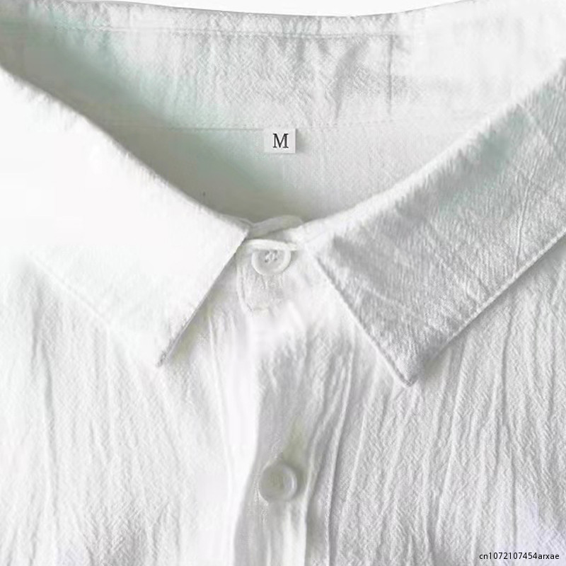 Jesenska jednobojna muška košulja, ležerna havajska 100% pamučna lanena košulja s dugim rukavima i dugim rukavima, za muškarce, ulična odjeća