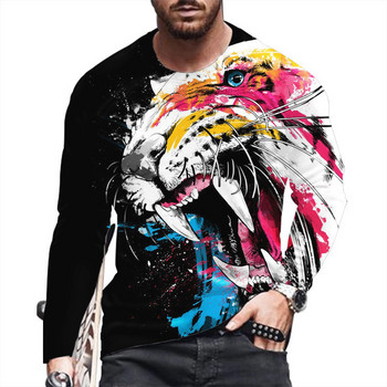 Αστεία 3D Tiger Print Μακρυμάνικα T-shirts Fashion Hip Hop Harajuku T-shirt για άνδρες Casual βαμβακερά μπλουζάκια με λαιμόκοψη μεγάλου μεγέθους πουλόβερ