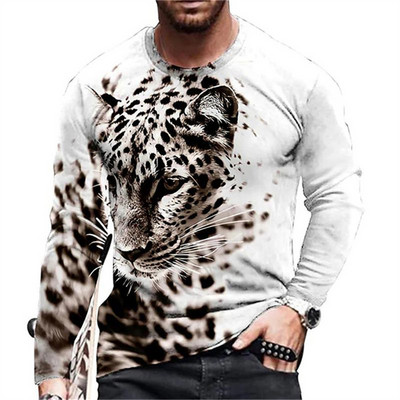 Naljakas 3D Tiger Print pikkade varrukatega T-särgid Moodne Hip Hop Harajuku T-särk meestele Juhuslikud O-kaelusega puuvillased topid Suuremõõtmeline pullover