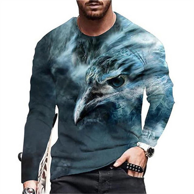 Naljakas 3D Tiger Print pikkade varrukatega T-särgid Moodne Hip Hop Harajuku T-särk meestele Juhuslikud O-kaelusega puuvillased topid Suuremõõtmeline pullover