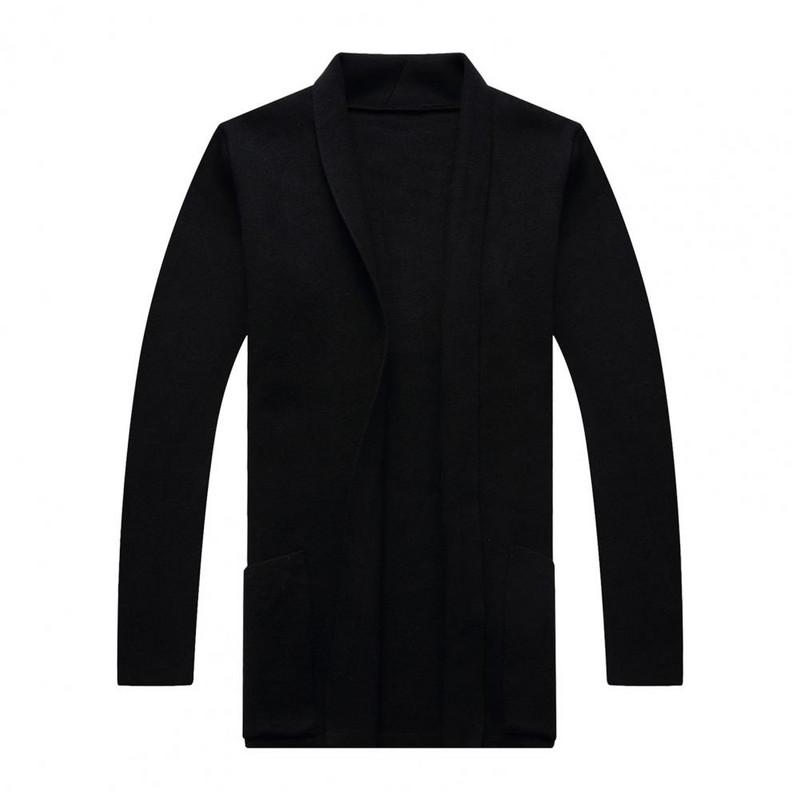 Kampsunmantlid Meeste uus mood, 2020. aasta sügis, meeste õhukesed pikad ühevärvilised kootud jakk Moodne meeste vabaaja kampsun kardigan mantlid