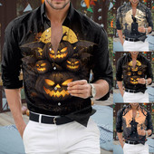 Halloweeni särgid Meeste moodne särk pikkade varrukatega Hawaii särgid Kuuba rannapluus Meeste riided nööbid üles Camisa Outwear Riided