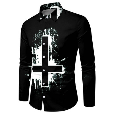 Halloweeni särgid Meeste moodne särk pikkade varrukatega Hawaii särgid Kuuba rannapluus Meeste riided nööbid üles Camisa Outwear Riided