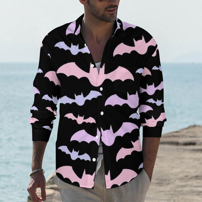 Halloweeni särgid Meeste moodne särk pikkade varrukatega Hawaii särgid Kuuba rannapluus Meeste riided nööbid üles Camisa Outwear Riided