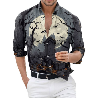 Halloweeni särgid Meeste moodne särk pikkade varrukatega Hawaii särgid Kuuba rannapluus Meeste riided nööbid üles Camisa Outwear Riided