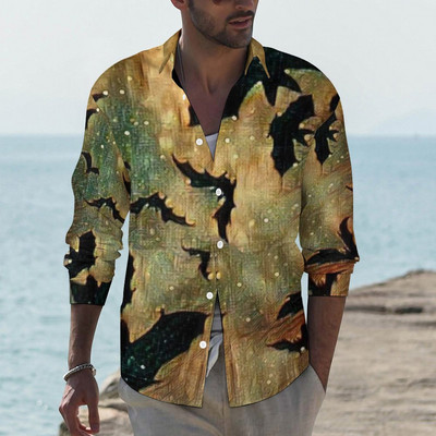 Halloweeni särgid Meeste moodne särk pikkade varrukatega Hawaii särgid Kuuba rannapluus Meeste riided nööbid üles Camisa Outwear Riided