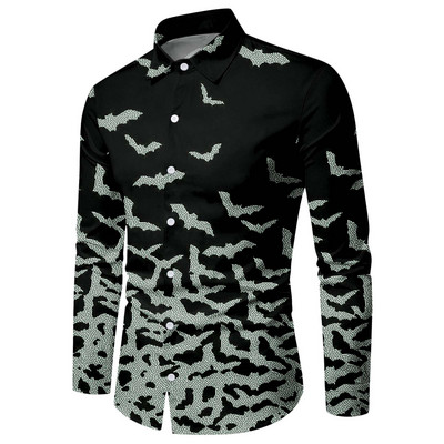 Halloweeni särgid Meeste moodne särk pikkade varrukatega Hawaii särgid Kuuba rannapluus Meeste riided nööbid üles Camisa Outwear Riided