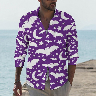 Halloweeni särgid Meeste moodne särk pikkade varrukatega Hawaii särgid Kuuba rannapluus Meeste riided nööbid üles Camisa Outwear Riided