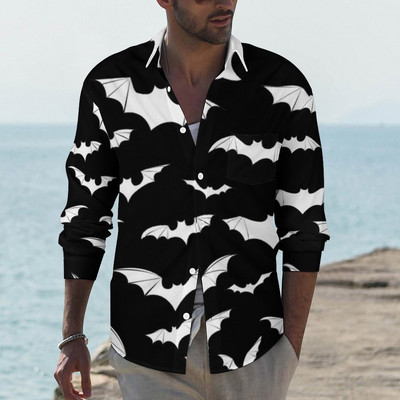 Halloweeni särgid Meeste moodne särk pikkade varrukatega Hawaii särgid Kuuba rannapluus Meeste riided nööbid üles Camisa Outwear Riided