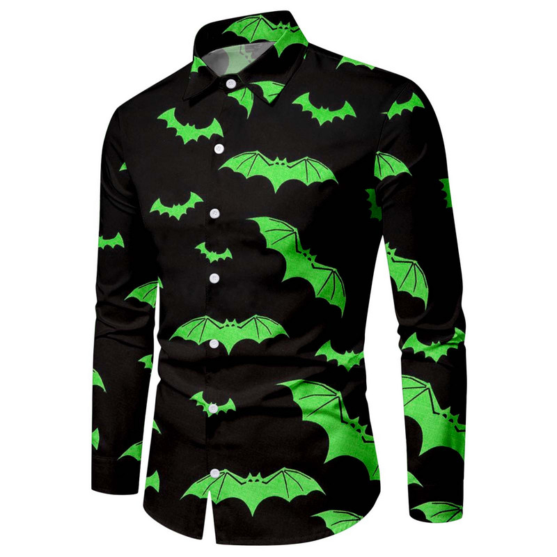 Halloweeni särgid Meeste moodne särk pikkade varrukatega Hawaii särgid Kuuba rannapluus Meeste riided nööbid üles Camisa Outwear Riided