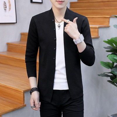 Sügistalv Meeste Korea mood ühevärviline kudumine mantel Homme nööbid õhukesed kampsunid kampsunid meeste ülerõivad meeste tipprõivad