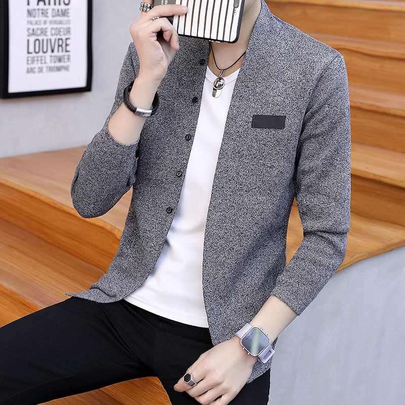 Sügistalv Meeste Korea mood ühevärviline kudumine mantel Homme nööbid õhukesed kampsunid kampsunid meeste ülerõivad meeste tipprõivad