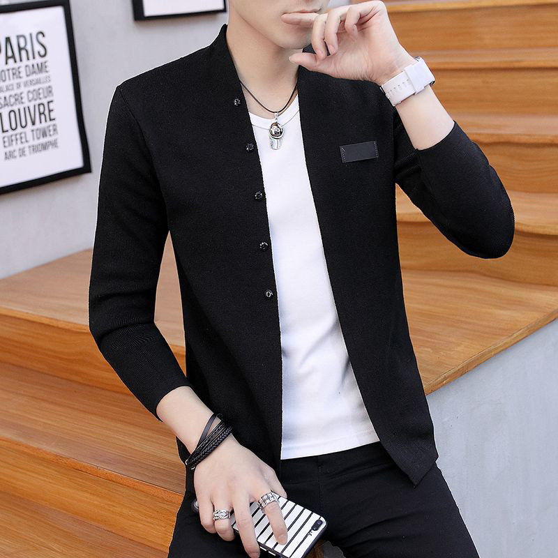 Sügistalv Meeste Korea mood ühevärviline kudumine mantel Homme nööbid õhukesed kampsunid kampsunid meeste ülerõivad meeste tipprõivad