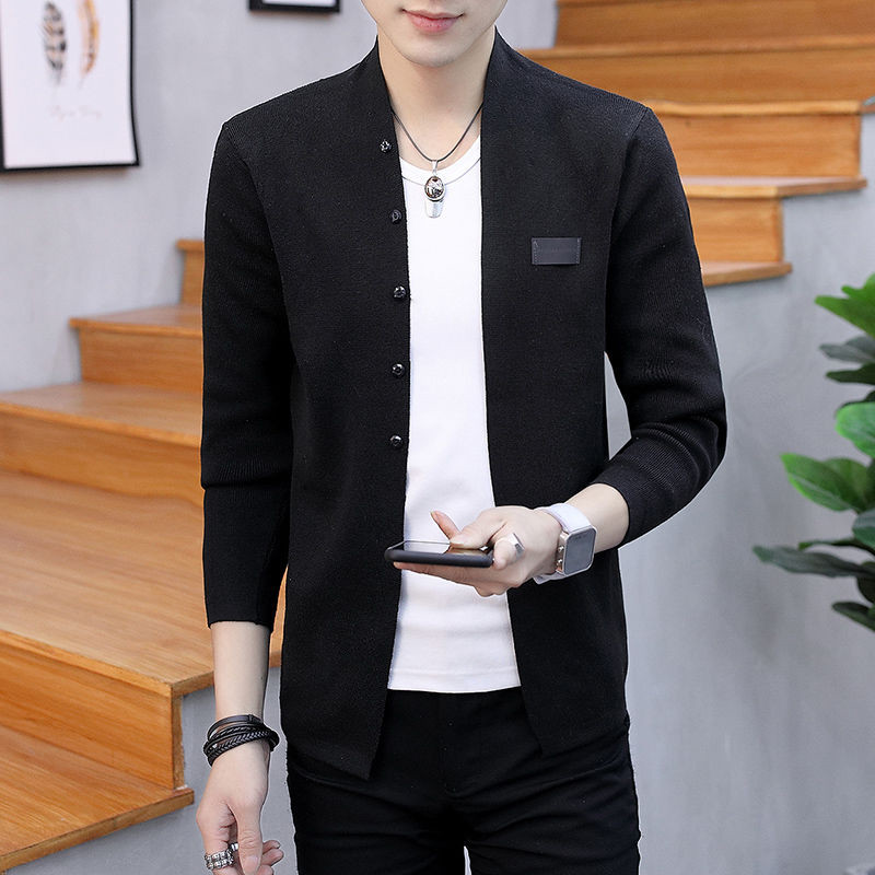 Sügistalv Meeste Korea mood ühevärviline kudumine mantel Homme nööbid õhukesed kampsunid kampsunid meeste ülerõivad meeste tipprõivad