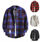 Karirane košulje Muška ležerna košulja s printom Jesen Zima Košulja s jednim kopčanjem na rever s dugim rukavima Prozračni karirani kaput s geometrijskim motivima