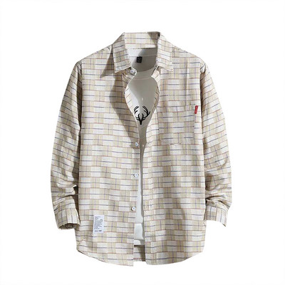 Karirane košulje Muška ležerna košulja s printom Jesen Zima Košulja s jednim kopčanjem na rever s dugim rukavima Prozračni karirani kaput s geometrijskim motivima