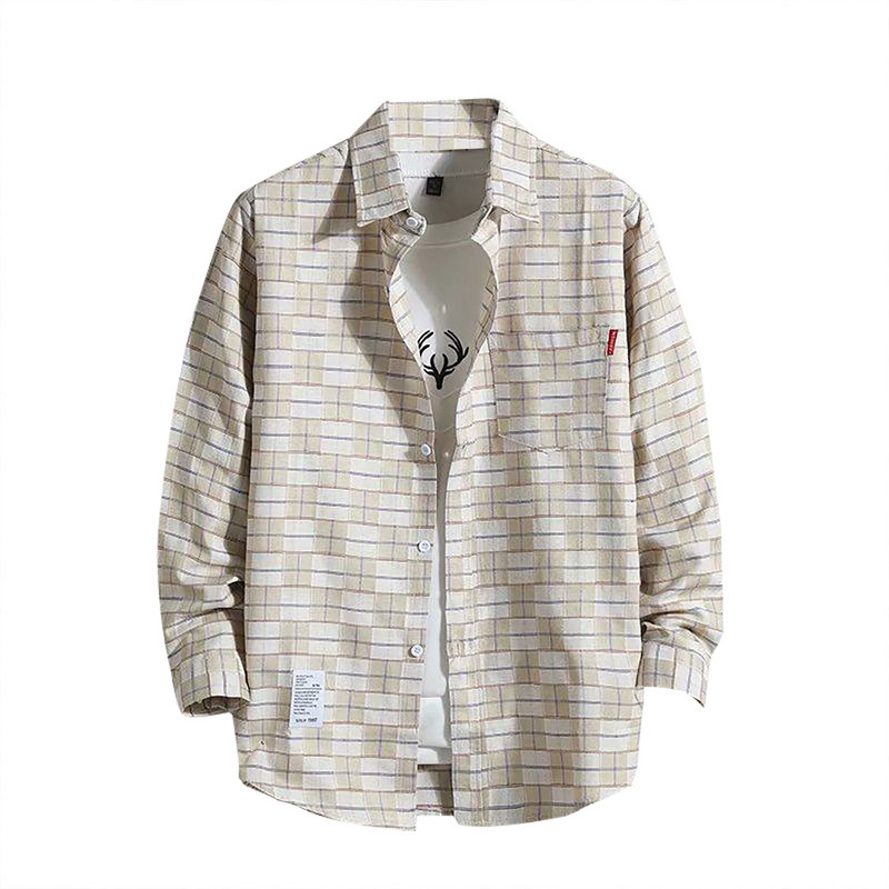 Karirane košulje Muška ležerna košulja s printom Jesen Zima Košulja s jednim kopčanjem na rever s dugim rukavima Prozračni karirani kaput s geometrijskim motivima