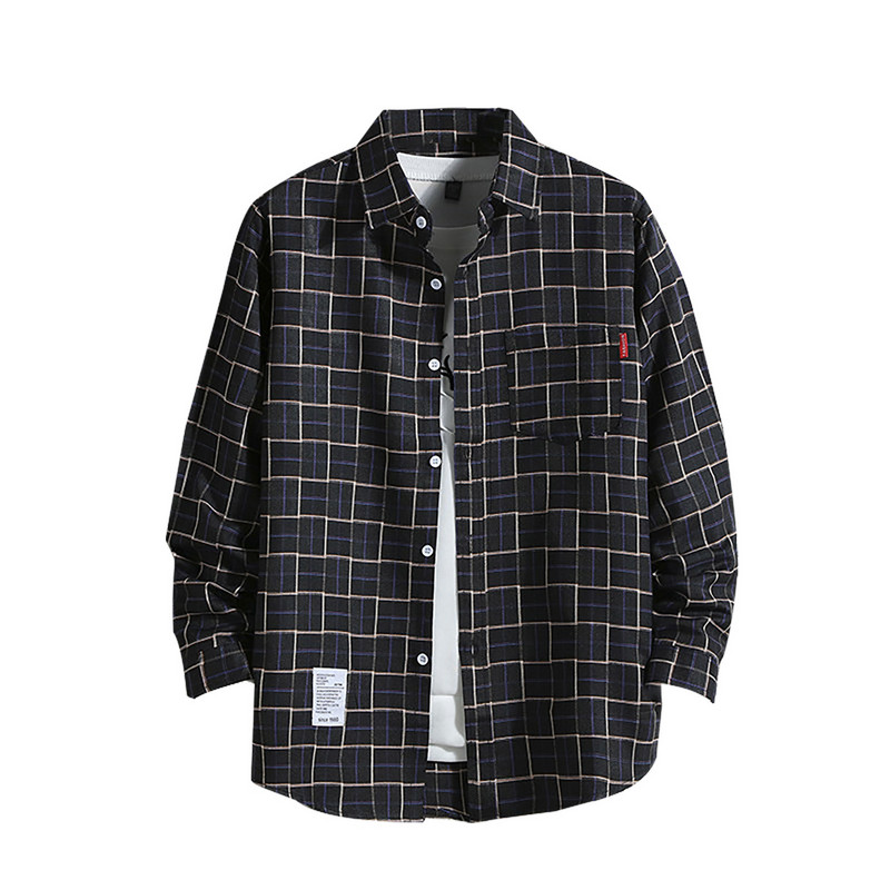Karirane košulje Muška ležerna košulja s printom Jesen Zima Košulja s jednim kopčanjem na rever s dugim rukavima Prozračni karirani kaput s geometrijskim motivima