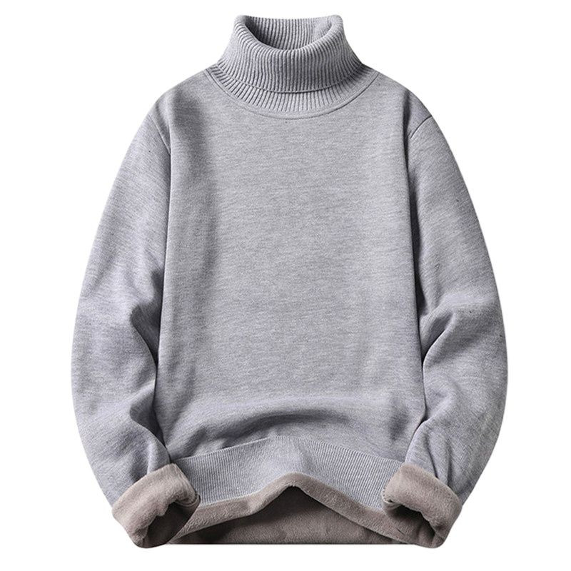 Jesen Zima Flis pulover s dolčevitom Muški modni uski pleteni puloveri Muški jednobojni topli pleteni puloveri