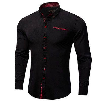 Cămăși pentru bărbați slim fit, mâneci lungi, cămașă gri, rochie, bluză pentru petrecere, afaceri camisa masculina, îmbrăcăminte toamnă și iarnă