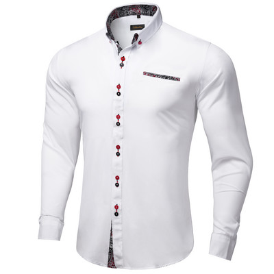 Cămăși pentru bărbați slim fit, mâneci lungi, cămașă gri, rochie, bluză pentru petrecere, afaceri camisa masculina, îmbrăcăminte toamnă și iarnă